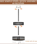Assembly steps for Heavy Duty 2 Tier Lazy Susan Organizer, Detachable Metal Rotating Spice Rack with Wood Panels