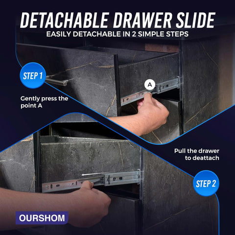 Demonstrating 10 Inch Soft Close Drawer Slides 1 Pairs (2pcs) Heavy Duty Full Extension Ball Bearing installation steps