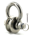 Detachable U Shaped Pulley with Large Size Long Screw Groove Pulley Wheel Track Fixed Pulley Suitable for Wire Rope Traction Small Crane Salvage System Pulley Model Silver, stainless steel, side view