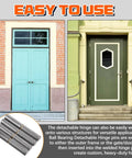 Image showing 30 Pack Weld On Bullet Hinges 2-1/2 X 3/8 Inch used on various doors; includes close-up of carbon steel hinges.