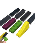 Detail Sander Paper Kit 70Pcs Wet Dry Sandpaper With 3 5 By 1 Inch Hand Block, showing multicolored sandpaper sheets and yellow hand block