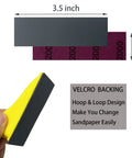 Detail Sander Paper Kit 70Pcs Wet Dry Sandpaper With 3 5 By 1 Inch Hand Block showing dimensions and Velcro backing