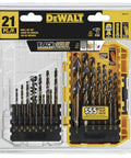 DEWALT 21-Piece Black Oxide Drill Bit Set With 135 Degree Split Point And 31 Degree Helix Model DWA1181 in packaging