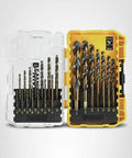 21-Piece Black Oxide Drill Bit Set With 135 Degree Split Point And 31 Degree Helix Model DWA1181 in open case