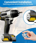 Premium four pack belt clips crafted from 304 stainless steel with screws for reliable 20V tool attachment shown on Dewalt drill