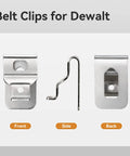 DeWalt Belt Clips 6-Pack Stainless Steel Clip Set With Screws for 20V Power Tools N268241 N086039 multiple views front side back
