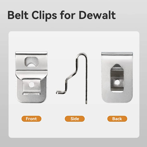 DeWalt Belt Clips 6-Pack Stainless Steel Clip Set With Screws for 20V Power Tools N268241 N086039 multiple views front side back