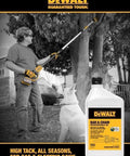 Eco Friendly Biodegradable Bar And Chain Oil For Chainsaws From DeWalt Green Non-Toxic Pro Lubricant with man using pole saw
