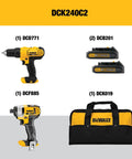 Image showing DEWALT 20V Max Cordless Drill And Impact Driver Combo Kit With Two Batteries And Charger Carry Bag Included