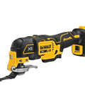 Side view of DEWALT 20V MAX XR Cordless Oscillating Multi Tool With Variable Speed Brushless Motor LED Work Light, includes blades