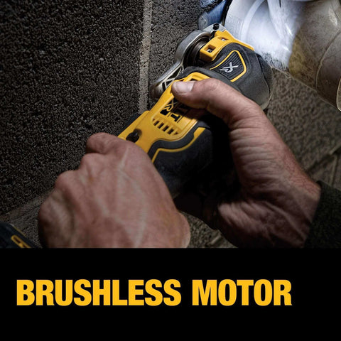 Person using DEWALT 20V MAX XR Cordless Oscillating Multi Tool With Variable Speed Brushless Motor for precise cutting on wall
