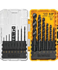 14 Piece Drill Bit Set With 3 Flats Shank 135 Degree Split Point High Speed Steel For Plastic Wood And Metal in storage case