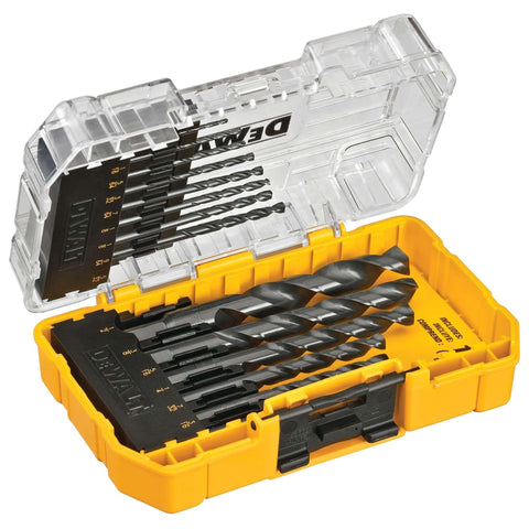 14 Piece Drill Bit Set With 3 Flats Shank 135 Degree Split Point High Speed Steel For Plastic Wood And Metal in yellow case