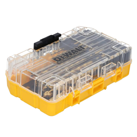 DEWALT Titanium Nitride Coated Drill Bit Set With Pilot Point, 21 Pieces, 1/16 To 1/2 Inch, in a clear tough case