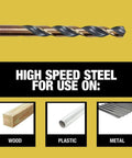 21-Piece Black Oxide Drill Bit Set With 135 Degree Split Point And 31 Degree Helix Model DWA1181 for wood, plastic, metal use