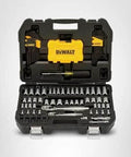 DEWALT Mechanics Tools Kit and Socket Set, 1/4" & 3/8" Drive, SAE, 108-Piece (DWMT73801) open case with tools visible