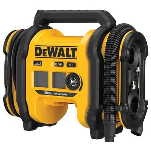 DEWALT Tire Inflator Portable Air Compressor 20V MAX, Car Air Pump with Automatic Shut Off, LED Light front view