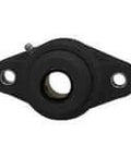 Front view of BNFL6-18MZ2CB Narrow 1-1/8 in Zinc Set-Screw Ball Bearing Insert with black plastic housing and open cover.