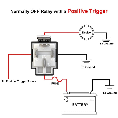 12V 30A Fuse Relay Switch Kit with 4 Pin SPST Relay and Built In 30A Blade Fuse, wiring diagram for automotive upgrades