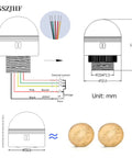 Technical diagram of Industrial 24V DC AC LED Warning Lights Three Color Column Signal Tower Indicator Lamp Beacon with dimensions