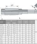 Technical drawing and size chart for Adjustable High Speed Steel Hand Reamer 17 to 19 mm H8 Milling Cutter Tool Uncoated.