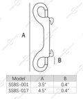 Diagram showing dimensions of Double Ended Bolt Snap Hooks 3.5 Inch Stainless Steel Marine Grade 316