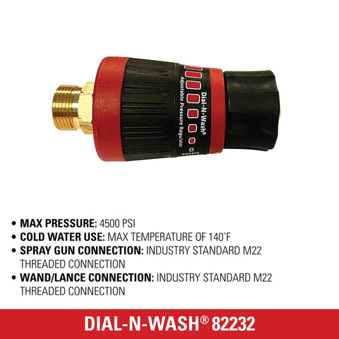 Dial N Wash adjustable pressure washer regulator with M22 connection