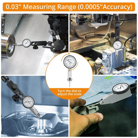 Dial Test Indicator with Magnetic Base Stand and Storage Case, 0-0.03"/0.0005" Test Indicator Set for Machine Setup