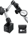 Dial Test Indicator with Magnetic Base Stand and Storage Case, 0-0.03"/0.0005" Test Indicator Set with 2 Steel Dovetail Clamps