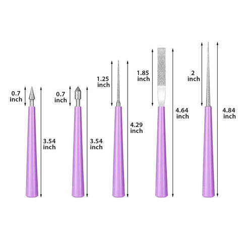 10 Piece Bead Reamer Set For Jewelry Making And Beading Diamond Tipped Reamers With Purple Handles In 5 Shapes And Sizes