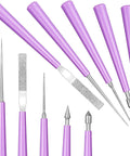 10 Piece Bead Reamer Set For Jewelry Making And Beading Diamond Tipped Reamers For Enlarging Holes In Glass Plastic Metal Wood Removing Burrs And Smoothing Edges Perfect For DIY Crafting Mudder, stainless steel shafts, purple handles