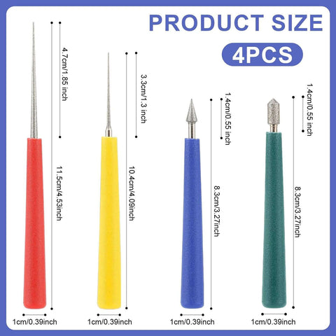 Diamond Tipped Bead Reamer Set Four Piece For Jewelry Making Pro Bead Reamer Tools Hole Enlarger size comparison chart