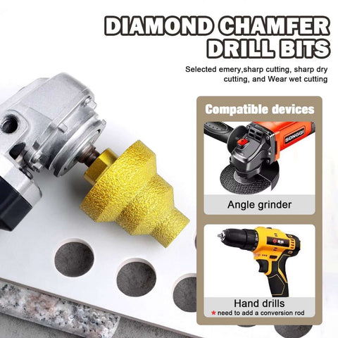 Diamond Cone Drill Bit Set With Multi Layered Tapered Reamer for drilling holes in metal, wood, concrete, tile, marble, and stone.