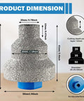 Product dimensions of Versatile Diamond Step Chamfer Drill Bit Set Diamond Brazed With Multi Layer Tapered Reamer 20mm 35mm 50mm for Metal Wood Concrete Tile Marble Engineered Stone Do It All. Details show measurements and features.