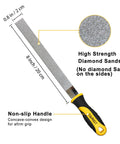 Diamond File Set 3 Piece 8 Inch Sharpener Kit with flat file featuring 120 grit diamond surface and ergonomic handle for sharpening tools.