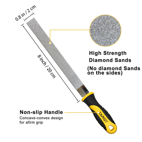 Diamond File Set 3 Piece 8 Inch Sharpener Kit with flat file featuring 120 grit diamond surface and ergonomic handle for sharpening tools.