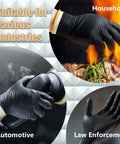 Collage of Heavy Duty Diamond Grip Nitrile Gloves 8 Mil Puncture and Chemical Resistant 100 in automotive, household, and law enforcement use