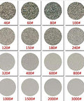 Various grit stages of diamond flat lap discs, including 4 Inch Diamond Flat Lap Disc 100mm Grit 320 Coated Grinding Disk with Five Eighths Inch Arbor.