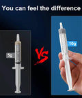 Comparison of 5g and 10g syringes from Extra Large Diamond Polishing Compound Kit 100g with Ten Tubes of Forty Percent Diamond Paste Grit 450 to 80000 for Metal Glass Jewelry Resin Marble Watches and Watch Dials Polishing and Finishing Kit.