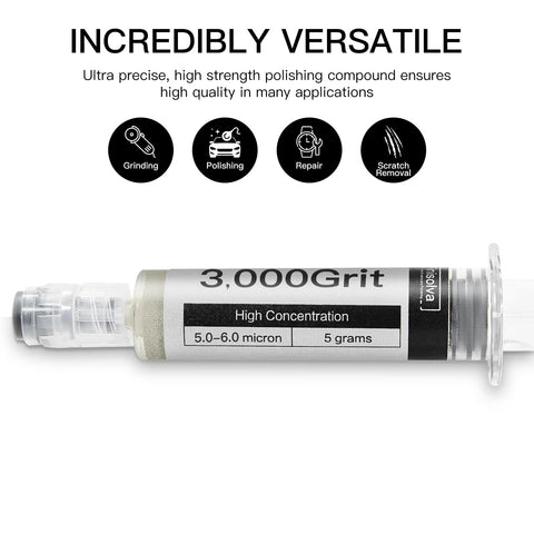 Diamond polishing compound with 30% diamond powder, 5-6 micron grit, oil-based paste for glass, marble, metal, resin, rock, jewelry