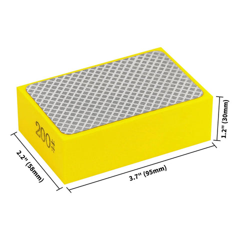 Diamond Polishing Pads 60 120 200 400 Grits For Wood Tile Glass Sanding Blocks yellow pad, dimensions 3.7 x 2.2 x 1.2 inches, 200 grit