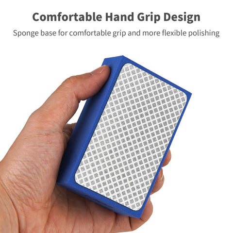 Hand holding Diamond Polishing Pad 60 120 200 400 Grits For Wood Tile Glass Sanding Blocks with sponge base
