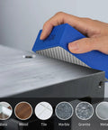 Hand polishing metal with blue diamond polishing pad, showcasing Diamond Polishing Pads 60 120 200 400 Grits For Wood Tile Glass Sanding Blocks