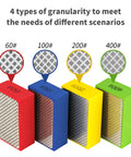 Diamond Polishing Pads 60 120 200 400 Grits For Wood Tile Glass Sanding Blocks, showing red, blue, yellow, green pads with grit levels