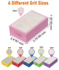 Diamond Polishing Pads Set 6 Grits 60 100 200 400 600 1000 With Foam Backing in various colors and sizes, labeled with dimensions