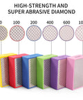 Six Piece Diamond Hand Polishing Pads Set 60 to 1000 Grit for Tile Glass Stone with color variations and grit labels