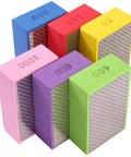 Set of six multicolored diamond hand polishing pads 60 to 1000 grit for tile, glass, stone use