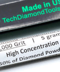 Diamond Polishing Compound Paste 8000 Grit 0-2 Microns For Marble Glass Metal Jewelry Resin Silver Chrome Gemstone USA Made Oil Based High Concentration Of Diamond Powder Delivers Precise Mirror Finish In Professional Workshops And Diy Projects 8,000 grit 5 grams high concentration label close-up