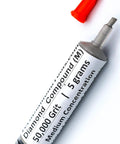 Oil based diamond polishing paste with 50,000 grit and 25 percent diamond powder in a syringe, medium concentration.