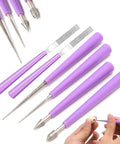 Diamond Tipped Pro Grade Bead Reamer Set For Jewelry Making And Beading Tools 10 Piece Kit In 5 Types close-up with handles